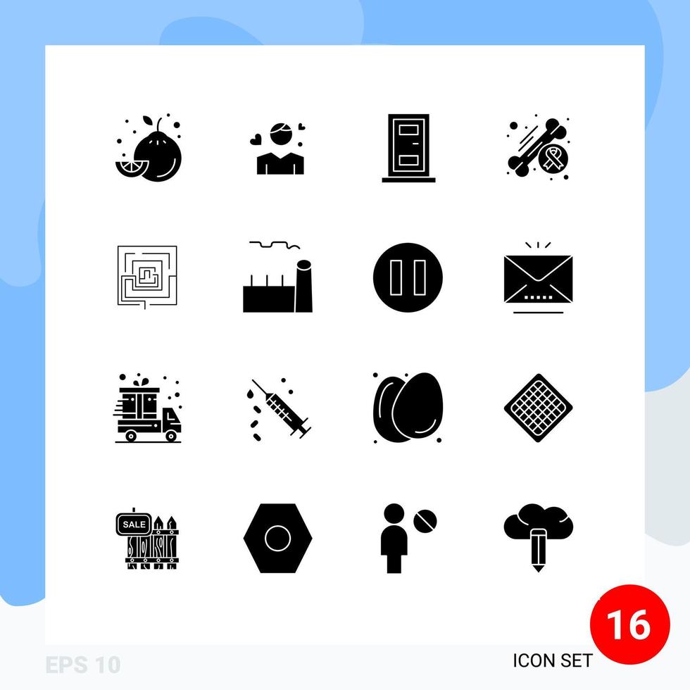 16 Universal Solid Glyph Signs Symbols of idea health construction day bone Editable Vector Design Elements