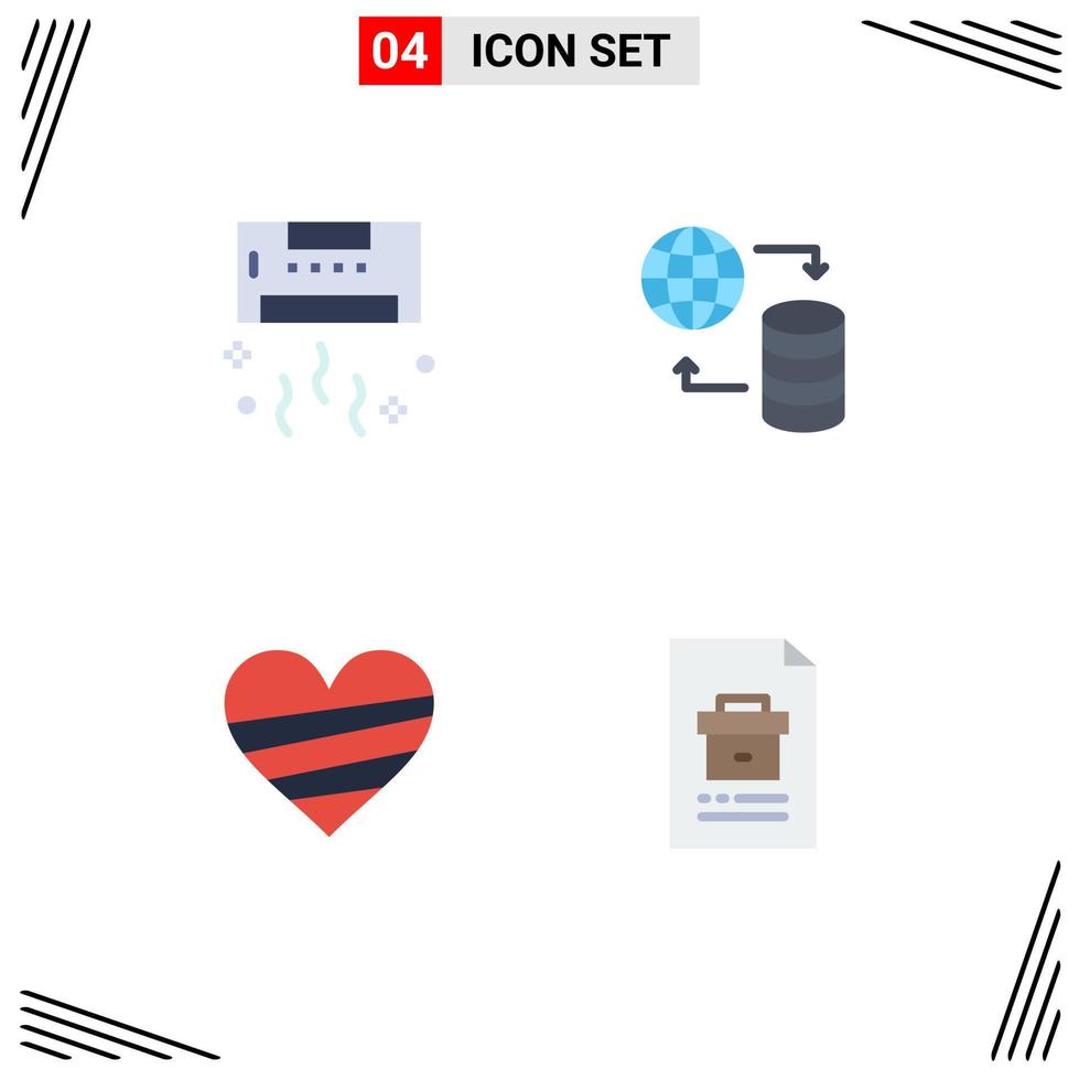 Set of 4 Commercial Flat Icons pack for air heart summer world like Editable Vector Design Elements