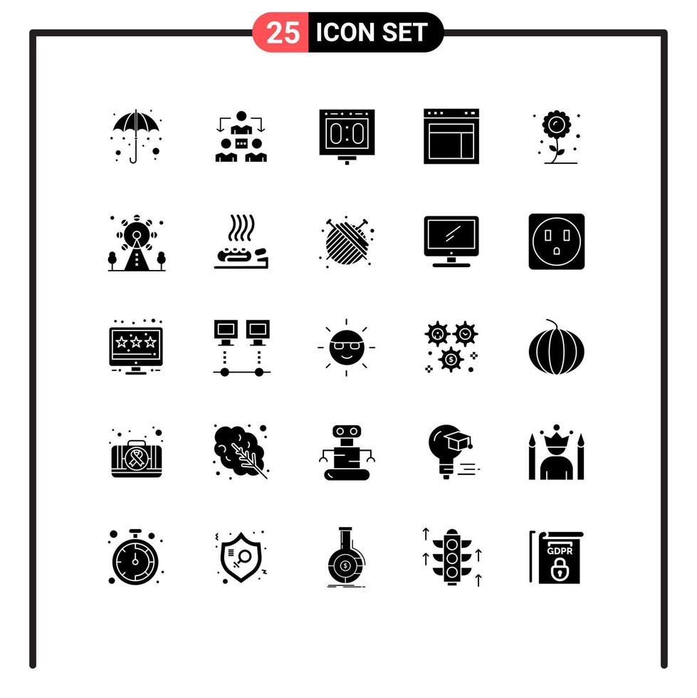 25 Universal Solid Glyph Signs Symbols of website site competition layout stadium Editable Vector Design Elements