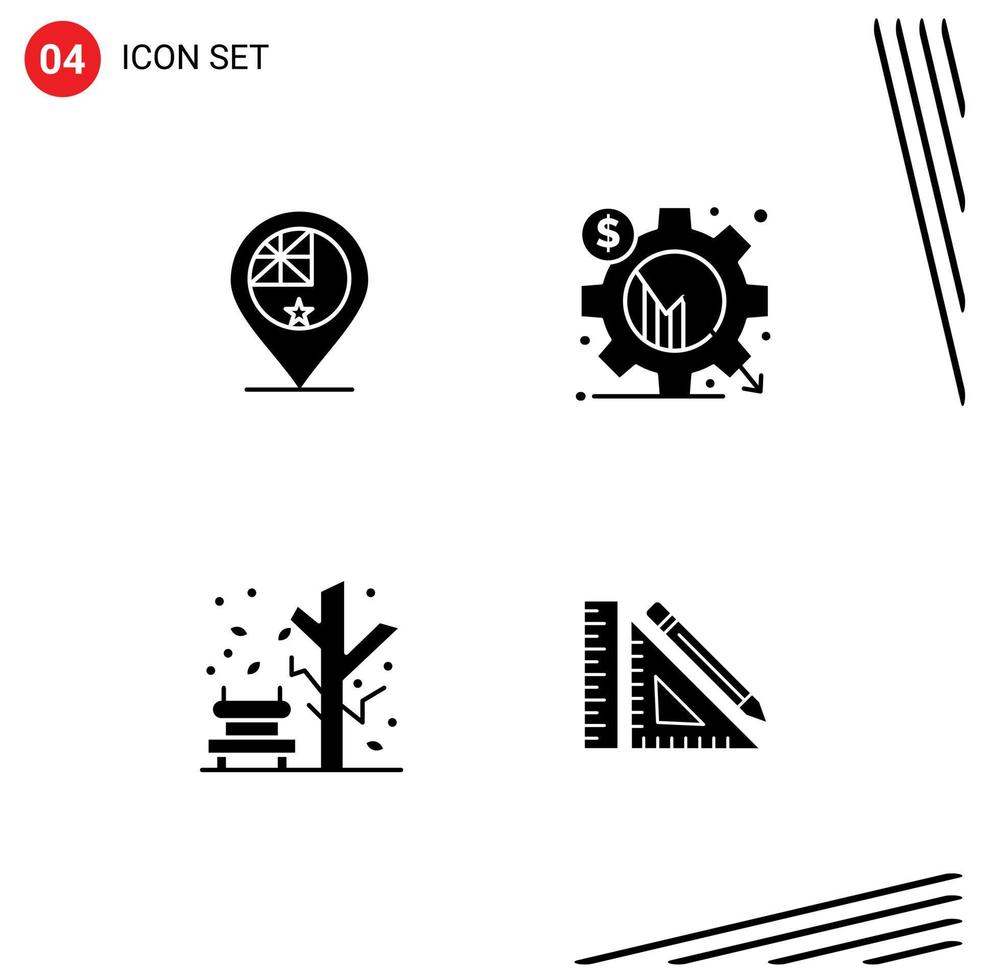 Editable Vector Line Pack of 4 Simple Solid Glyphs of australia setting nation business fall Editable Vector Design Elements