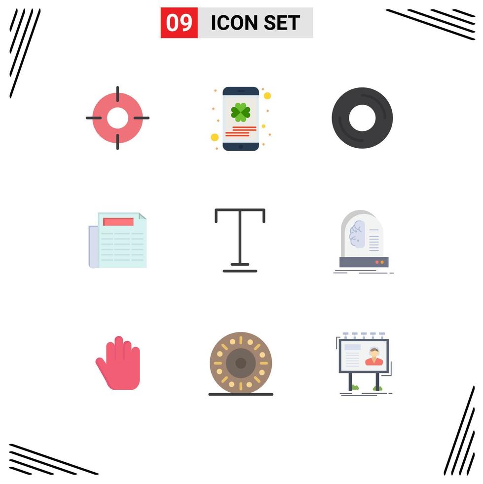 Pictogram Set of 9 Simple Flat Colors of font paper saint news gadget Editable Vector Design Elements