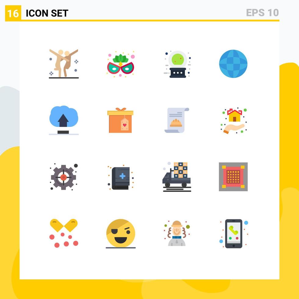 Set of 16 Vector Flat Colors on Grid for gift box upload future interface internet Editable Pack of Creative Vector Design Elements
