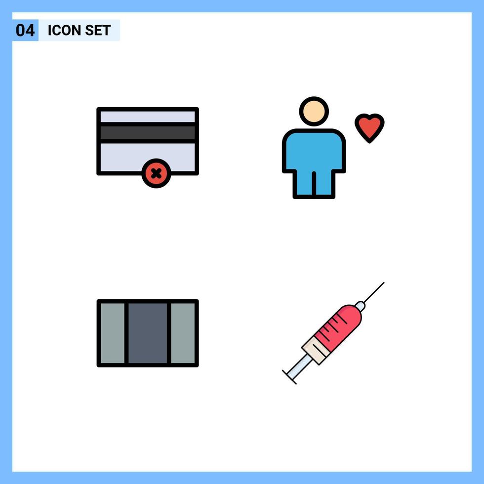 Group of 4 Filledline Flat Colors Signs and Symbols for finance maximize avatar heart injection Editable Vector Design Elements
