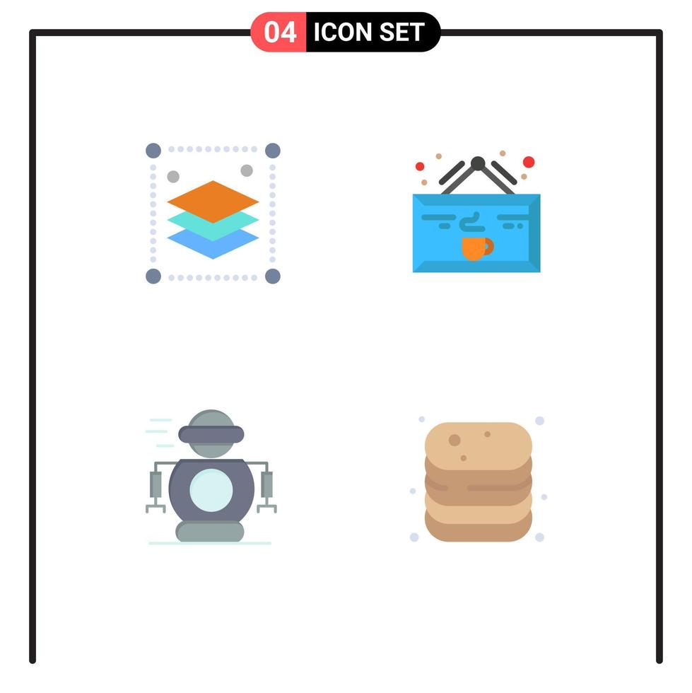 Flat Icon Pack of 4 Universal Symbols of copy layers human misc coffee robotic Editable Vector Design Elements