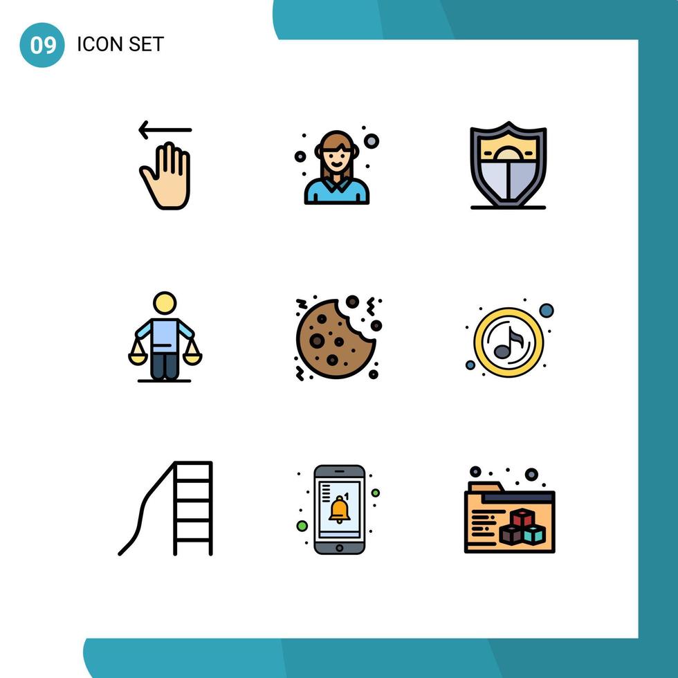 Modern Set of 9 Filledline Flat Colors Pictograph of christmas judgment worker court patent Editable Vector Design Elements