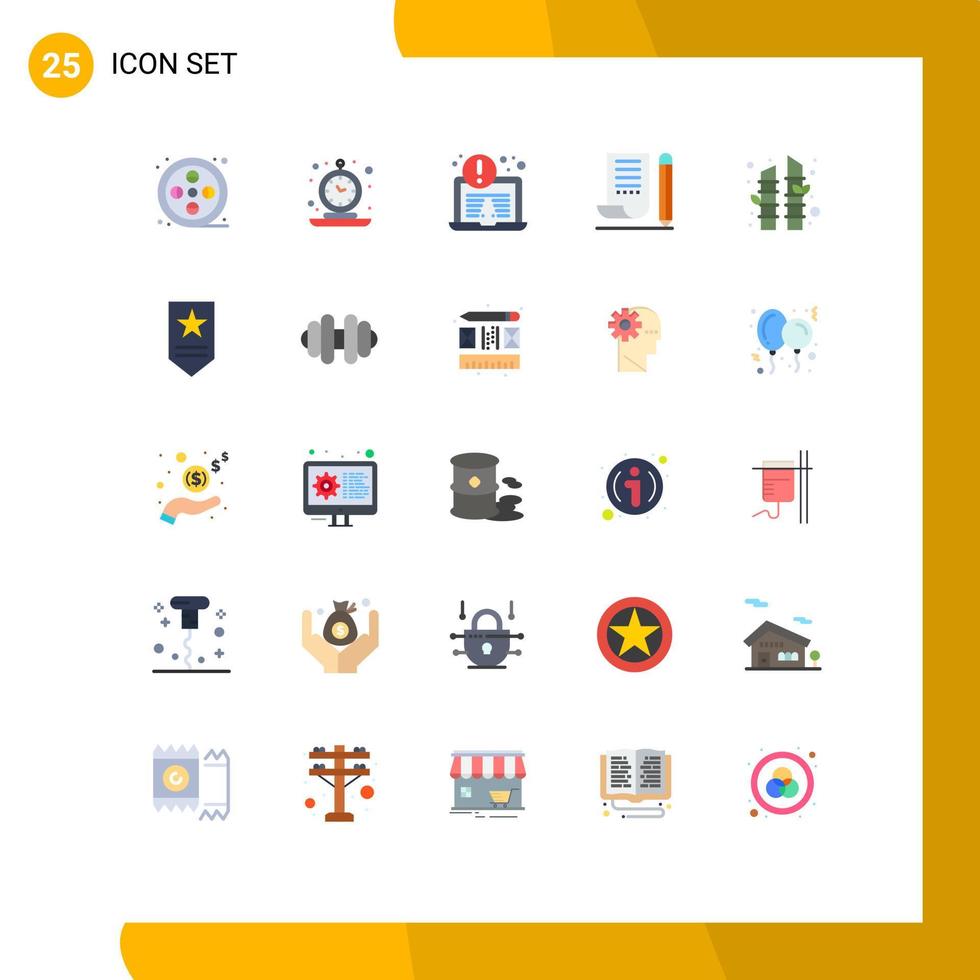 Group of 25 Modern Flat Colors Set for bamboo notepad time notebook jotter Editable Vector Design Elements