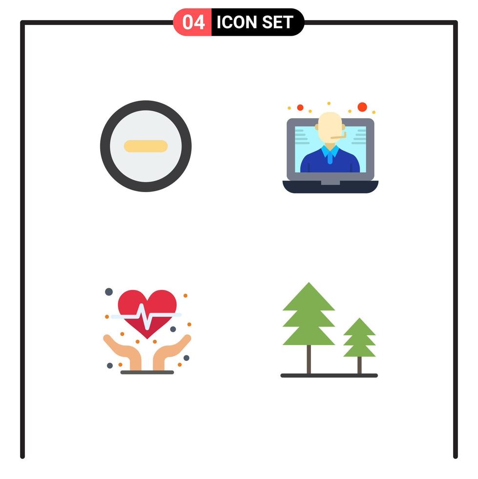 User Interface Pack of 4 Basic Flat Icons of basic heart health conference call holiday Editable Vector Design Elements