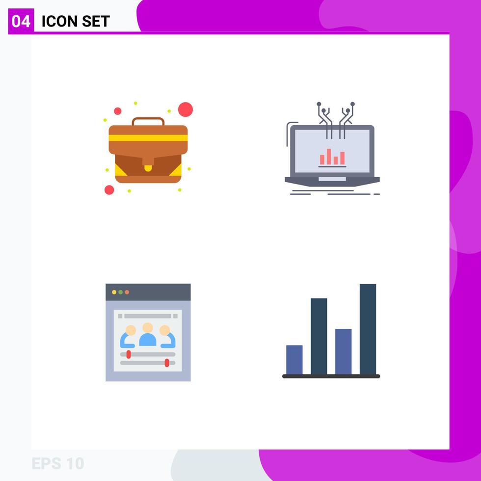 4 Flat Icon concept for Websites Mobile and Apps bag organization page office bag management web developers Editable Vector Design Elements