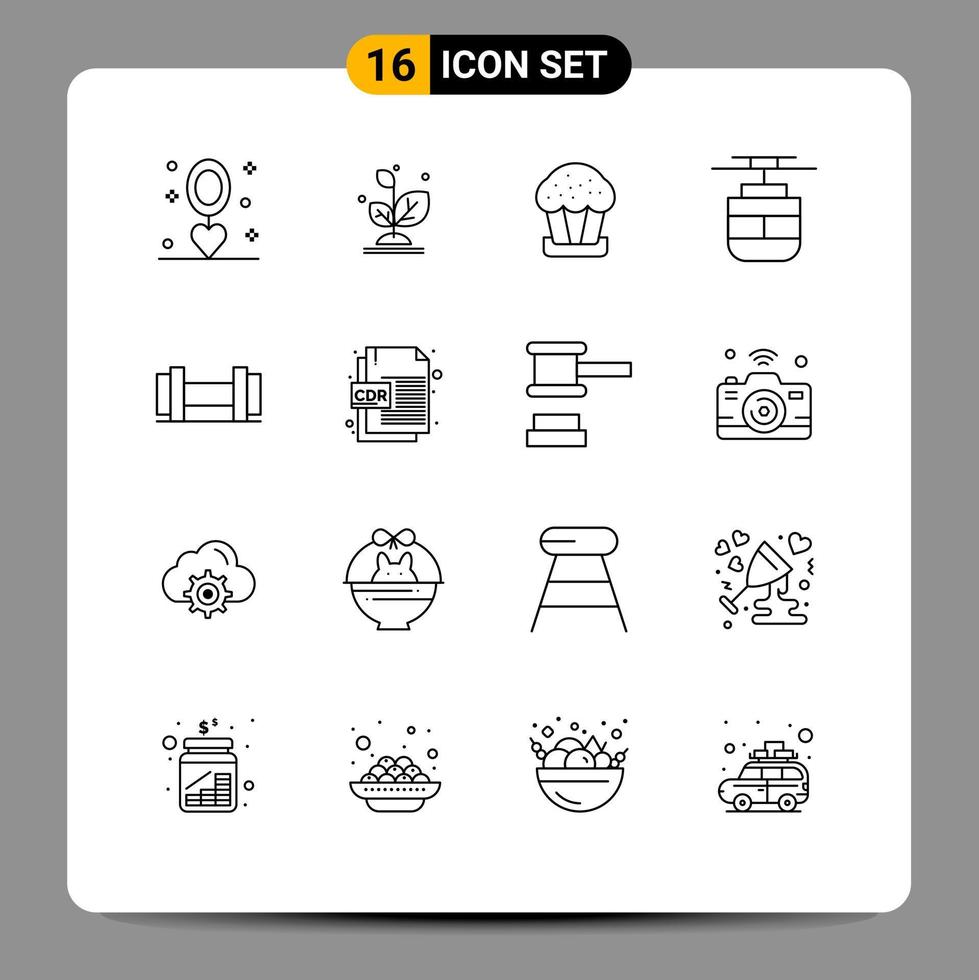 Set of 16 Commercial Outlines pack for dumbbells transportation success transport easter Editable Vector Design Elements