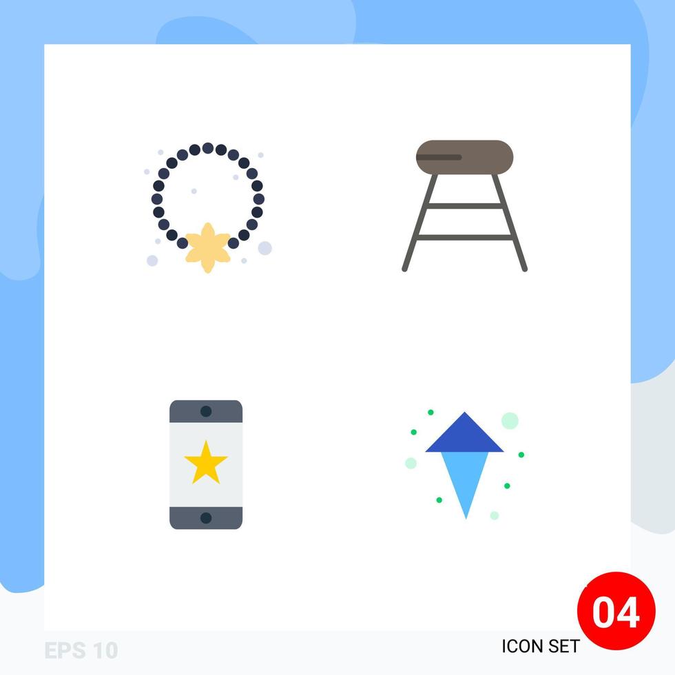 User Interface Pack of 4 Basic Flat Icons of jewelry achievements ornament drink device Editable Vector Design Elements