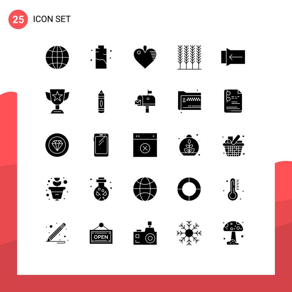 25 Solid Glyph concept for Websites Mobile and Apps touch gesture power wheat cereal Editable Vector Design Elements