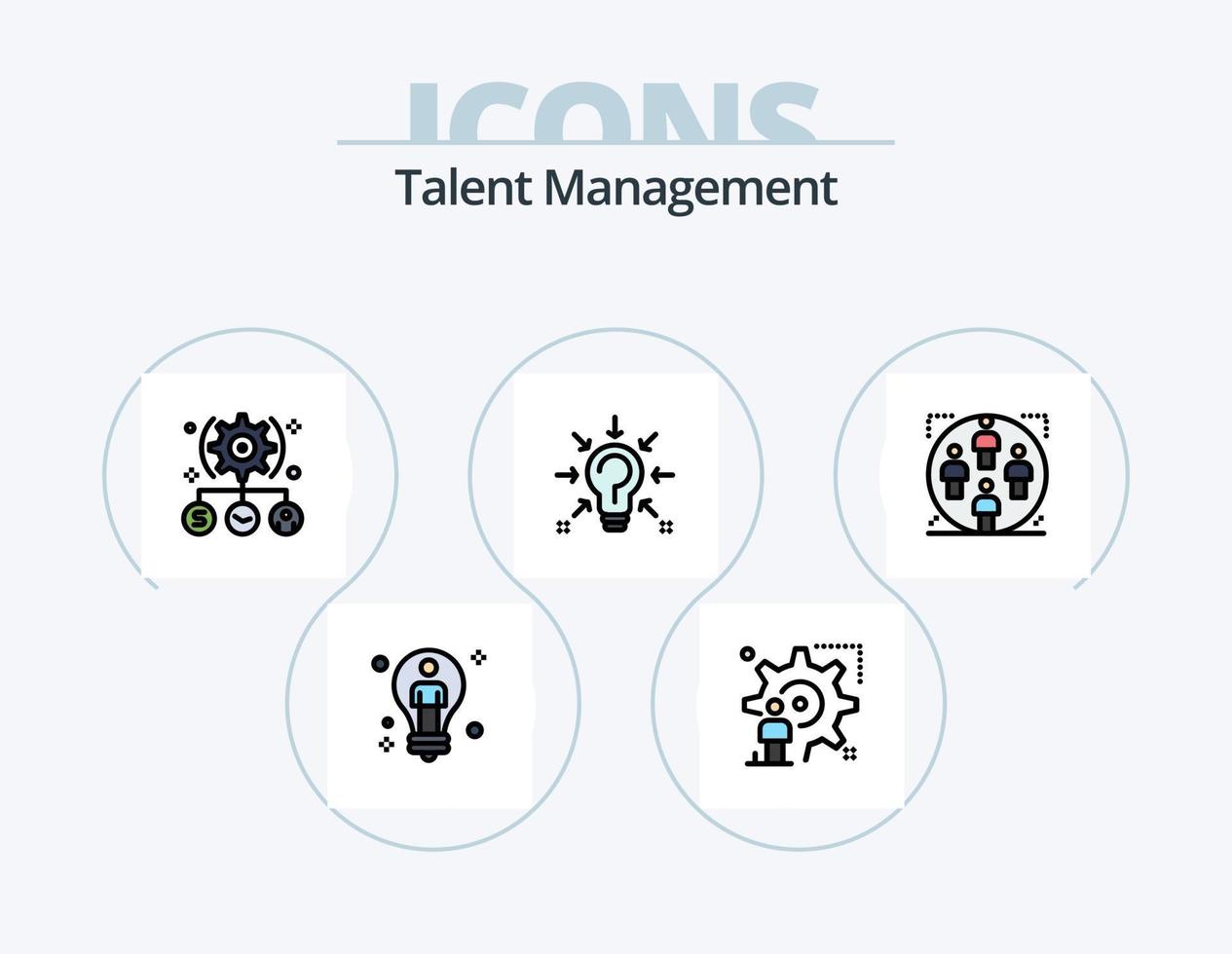 Talent Management Line Filled Icon Pack 5 Icon Design. setting. cog. progress. light. idea vector