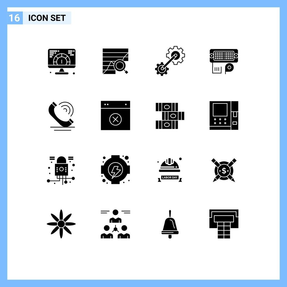 Set of 16 Modern UI Icons Symbols Signs for input connection data adapter engineering Editable Vector Design Elements