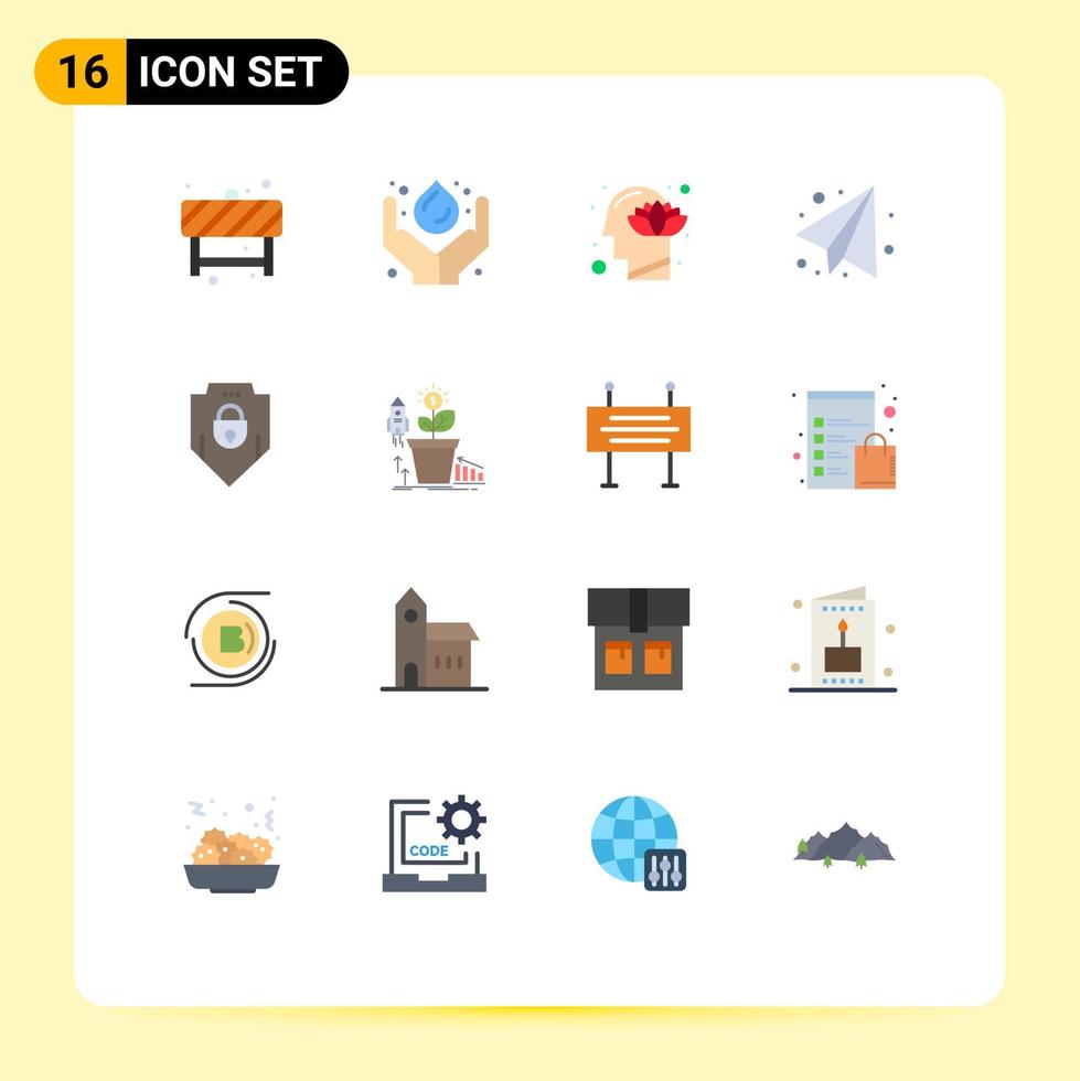 paquete de 16 signos y símbolos modernos de colores planos para medios impresos web, como educación en Internet, paquete editable de loto renovable de regreso a la escuela de elementos creativos de diseño de vectores