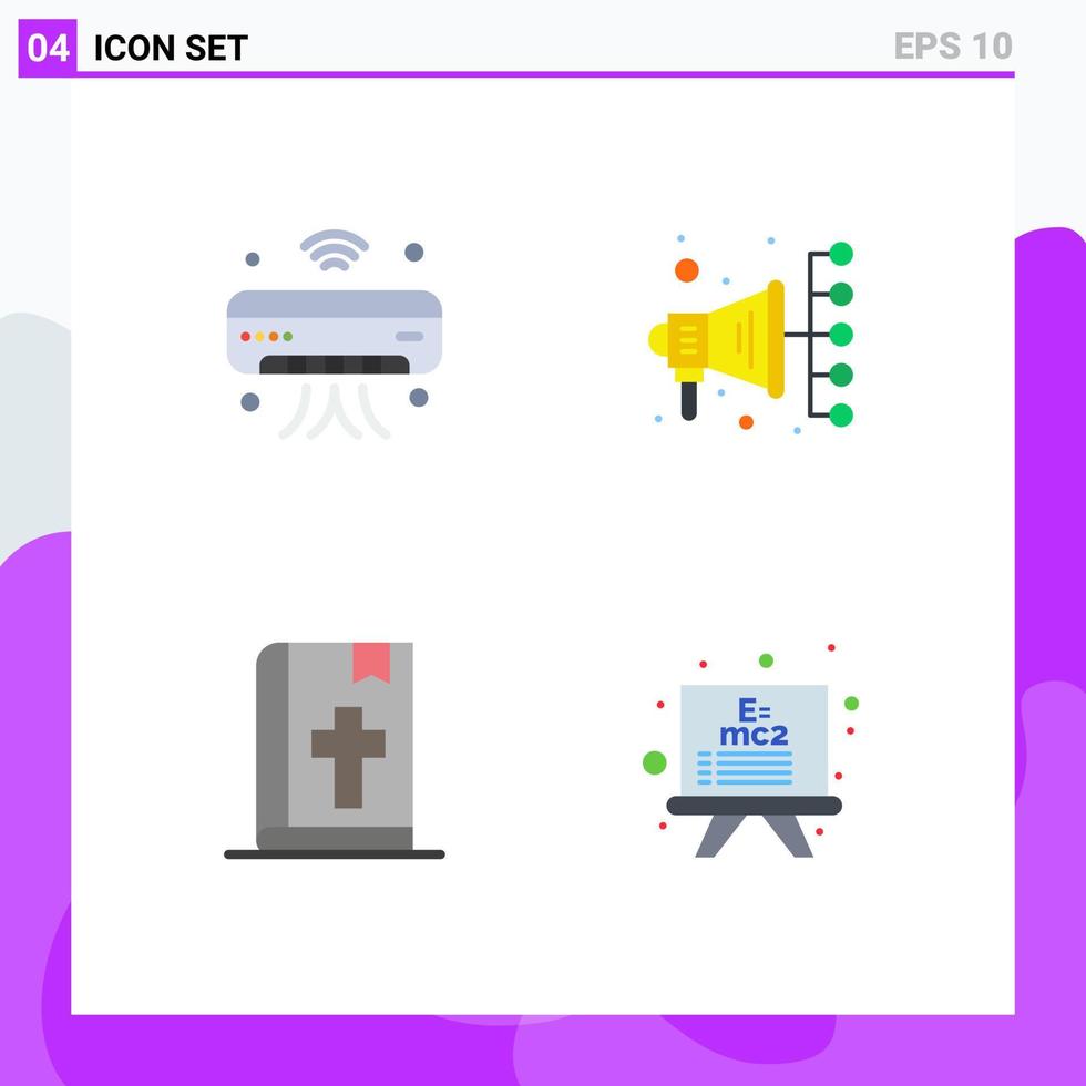 Pack of 4 Modern Flat Icons Signs and Symbols for Web Print Media such as ac book iot digital thanksgiving Editable Vector Design Elements
