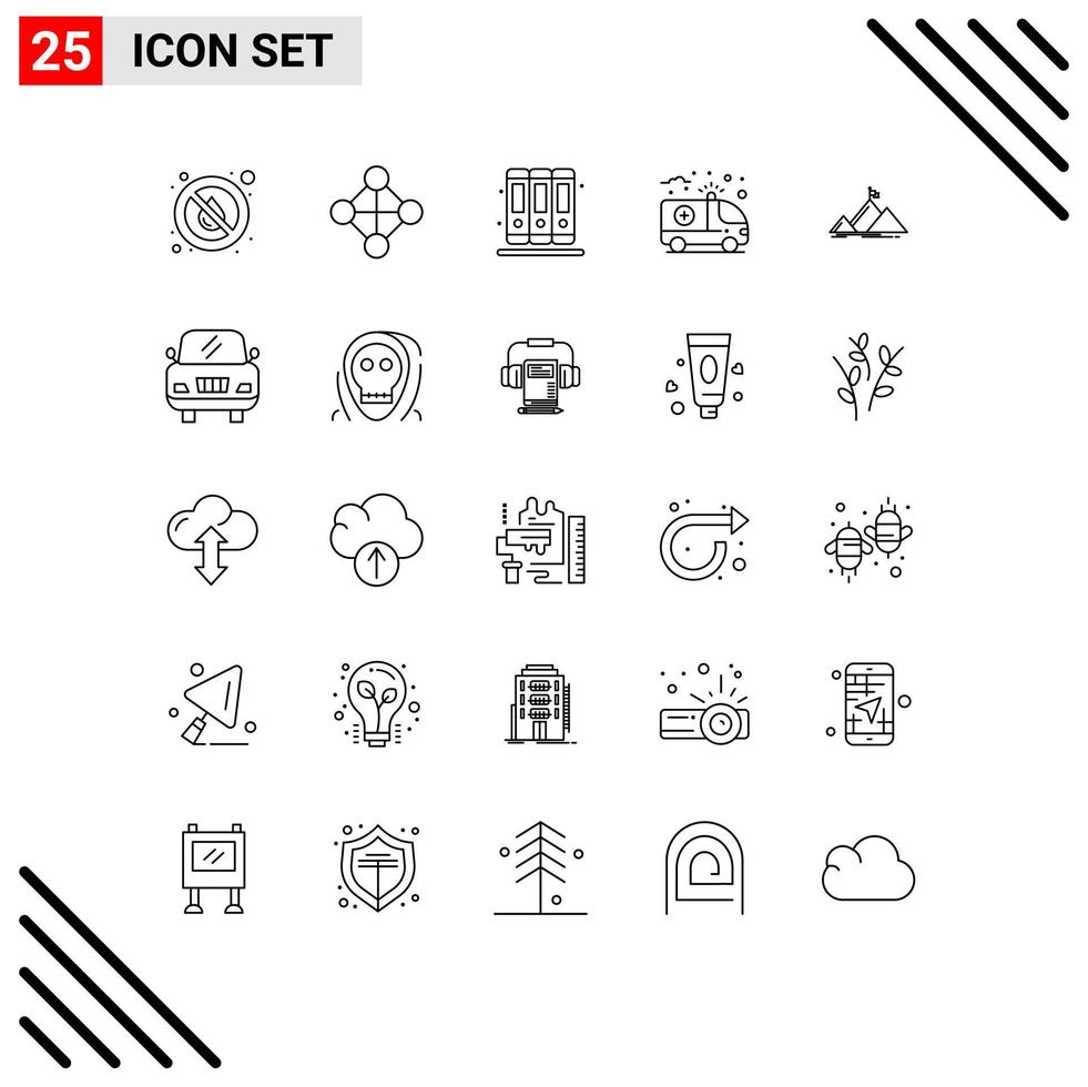 25 Line concept for Websites Mobile and Apps peak success books medical care Editable Vector Design Elements