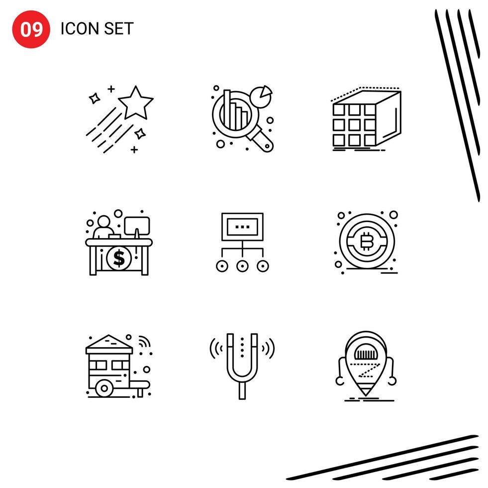 Modern Set of 9 Outlines and symbols such as business teller aggregation finance business Editable Vector Design Elements