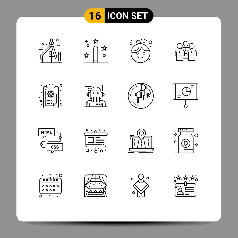 16 Creative Icons Modern Signs and Symbols of team people baby group friends Editable Vector Design Elements