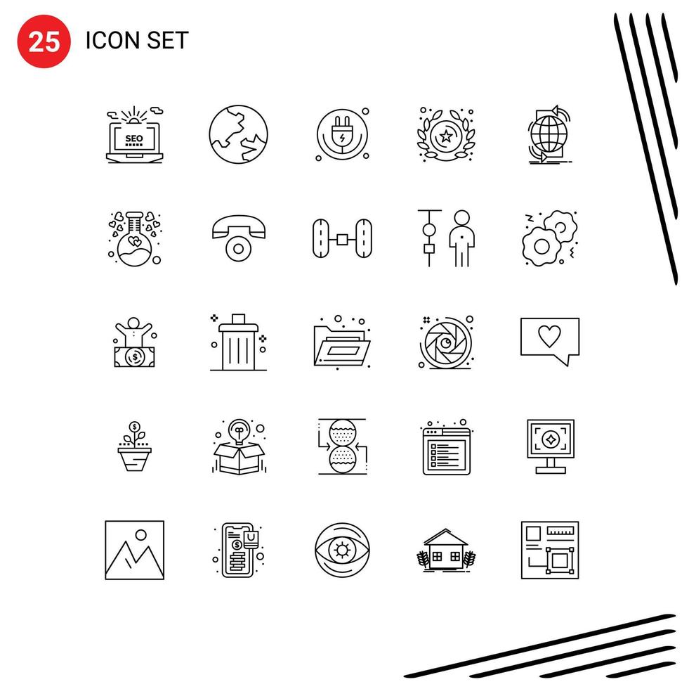 Modern Set of 25 Lines Pictograph of connectivity rank plug insignia wifi Editable Vector Design Elements