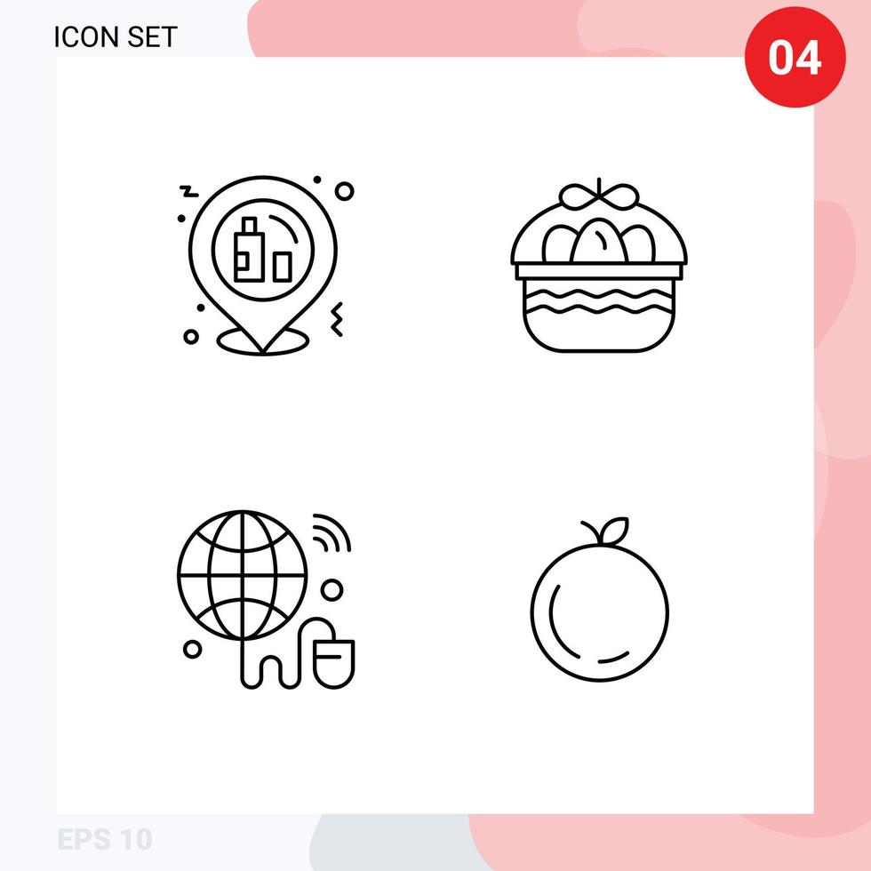 4 User Interface Line Pack of modern Signs and Symbols of celebration iot placeholder egg world Editable Vector Design Elements