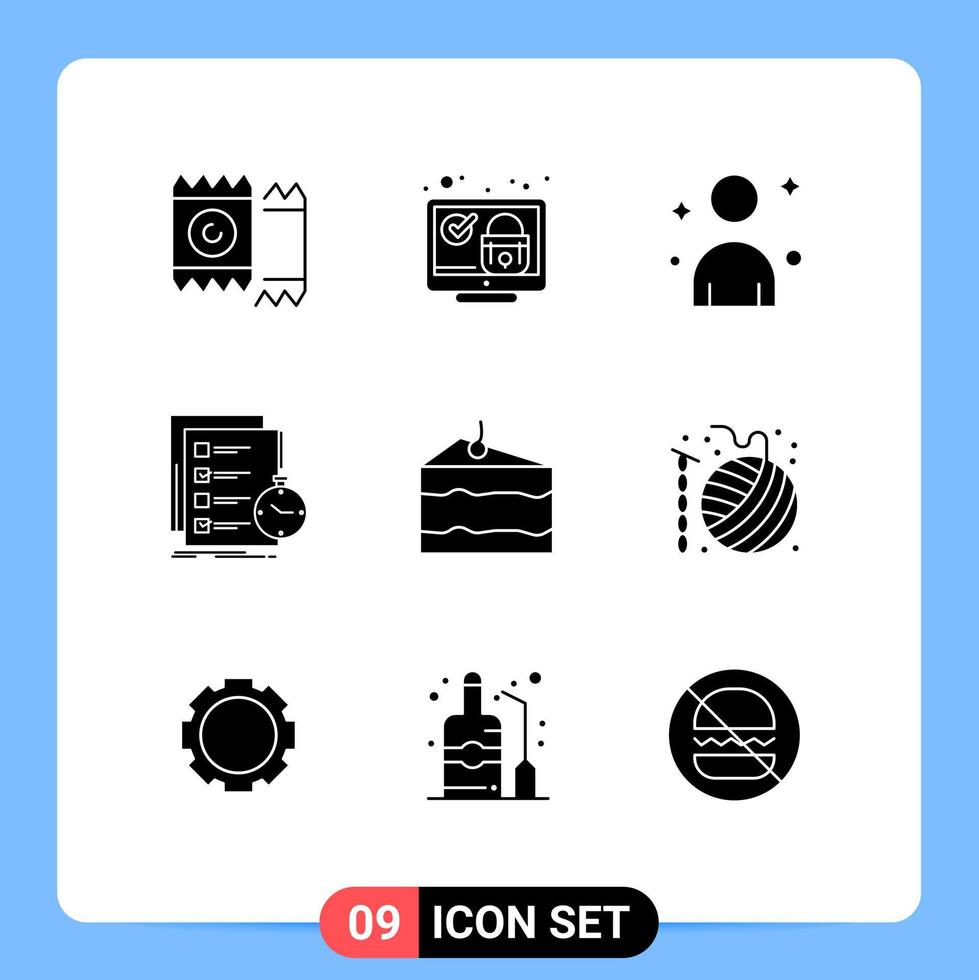 Modern Set of 9 Solid Glyphs and symbols such as cheese check security list todo Editable Vector Design Elements