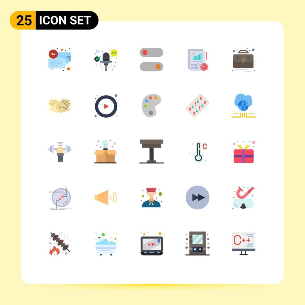 paquete de 25 signos y símbolos de colores planos modernos para medios de impresión web, como métricas de diseño de control de negocios de casos, elementos de diseño de vectores editables