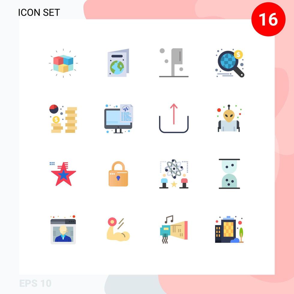 16 Creative Icons Modern Signs and Symbols of dollar coin food world web Editable Pack of Creative Vector Design Elements