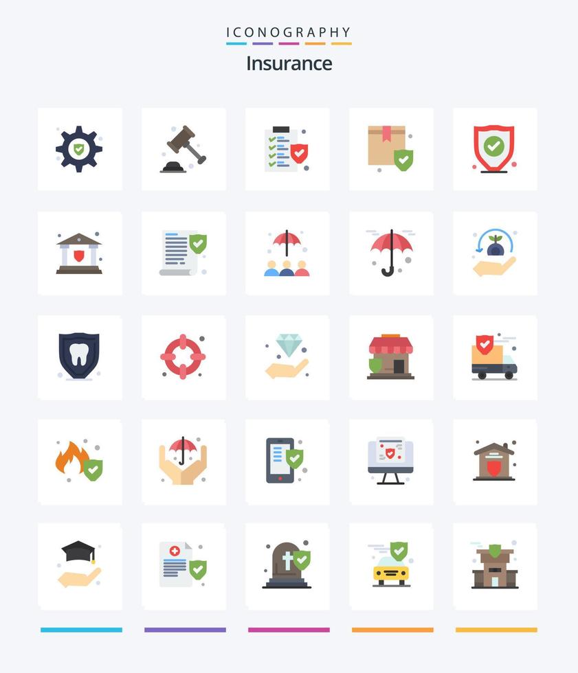 Creative Insurance 25 Flat icon pack  Such As bank. protection. insurance. insurance. security vector