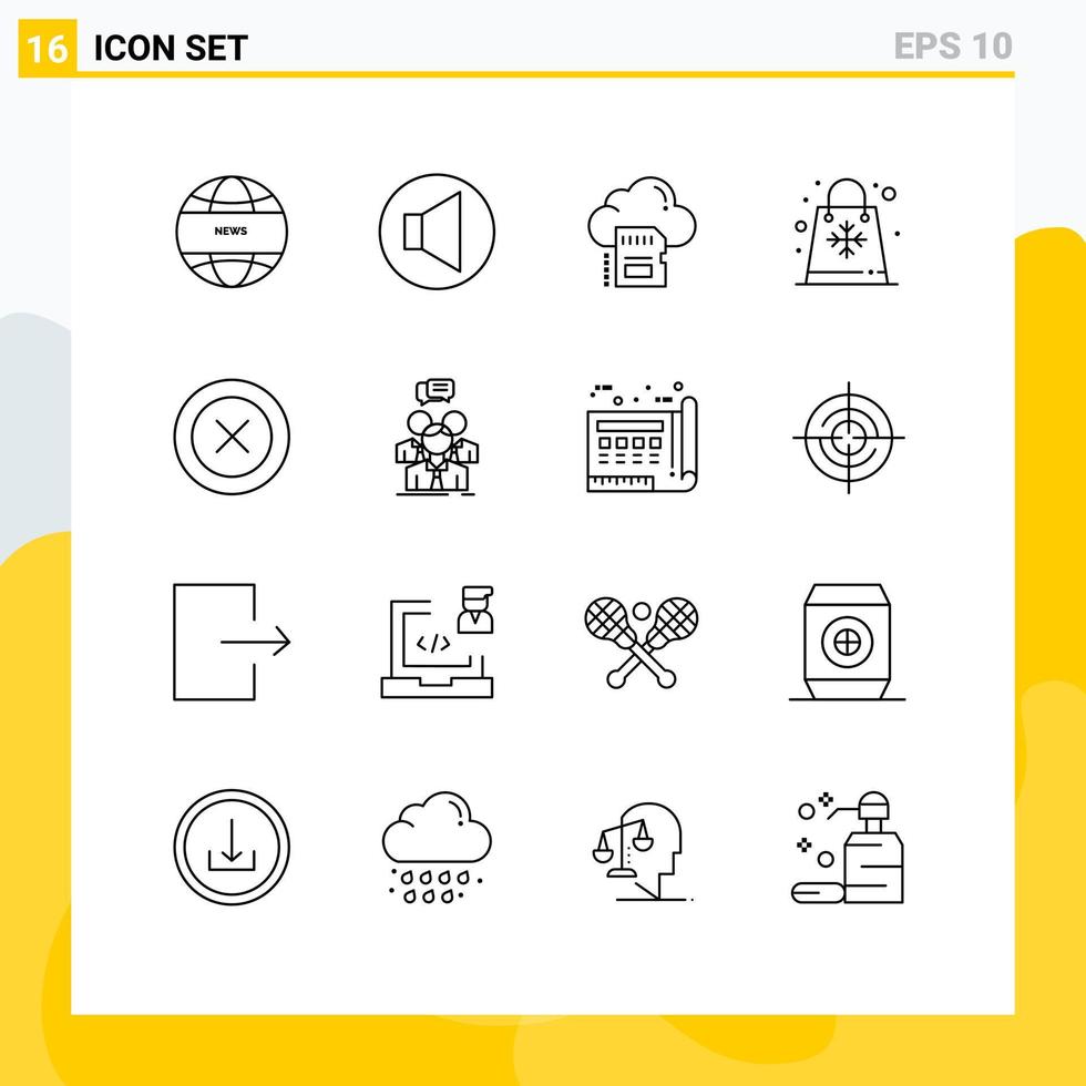 Mobile Interface Outline Set of 16 Pictograms of ui shopping data seasons sale Editable Vector Design Elements