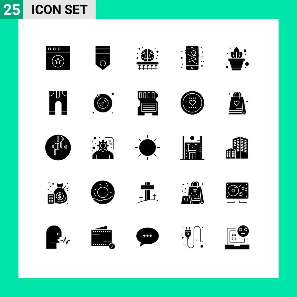 Universal Icon Symbols Group of 25 Modern Solid Glyphs of gardening phone ball mobile learning Editable Vector Design Elements