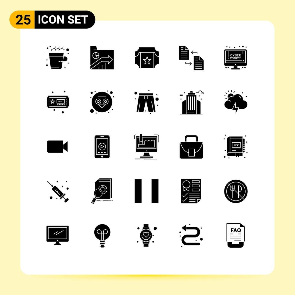 Group of 25 Solid Glyphs Signs and Symbols for online shop page report file archive Editable Vector Design Elements