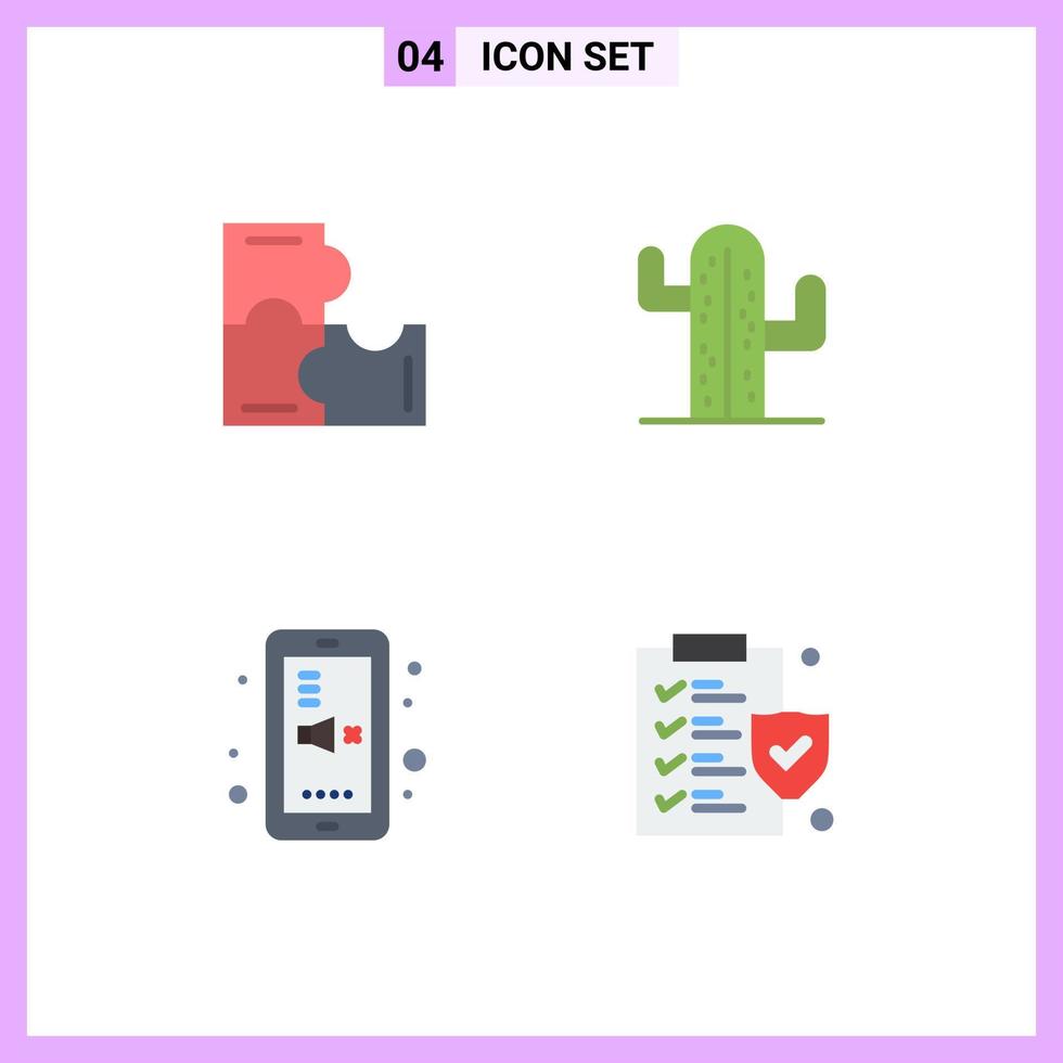 4 Thematic Vector Flat Icons and Editable Symbols of education education puzzle pieces plent mute Editable Vector Design Elements