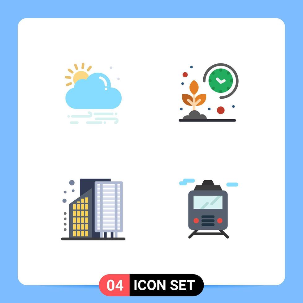 Set of 4 Modern UI Icons Symbols Signs for wind business farm grow district Editable Vector Design Elements