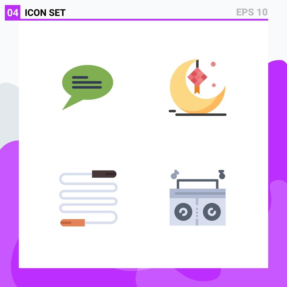 conjunto moderno de 4 iconos y símbolos planos como chat jump moon ribbon sports elementos de diseño vectorial editables vector