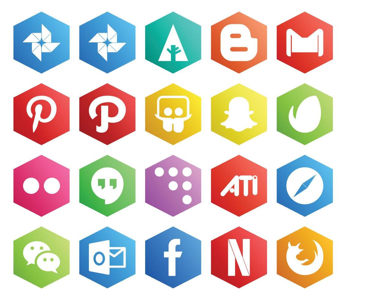 20 Social Media Icon Pack Including wechat safari slideshare ati hangouts vector