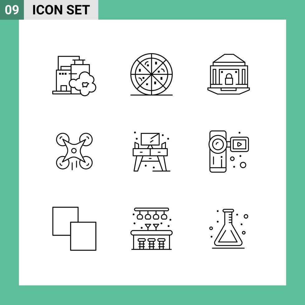 9 Outline concept for Websites Mobile and Apps screen home internet image drone Editable Vector Design Elements