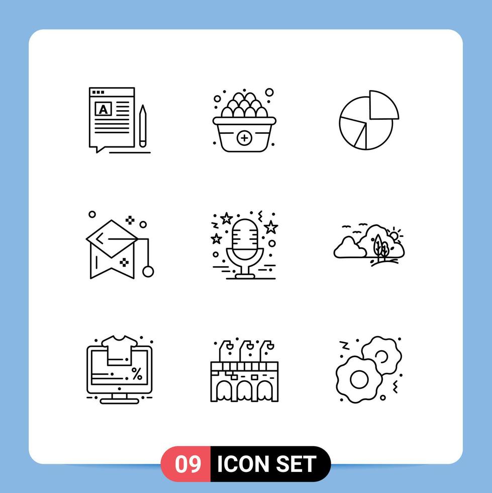 conjunto de pictogramas de 9 esquemas simples de gráfico de estadísticas de educación de graduación elementos de diseño vectorial editables vector