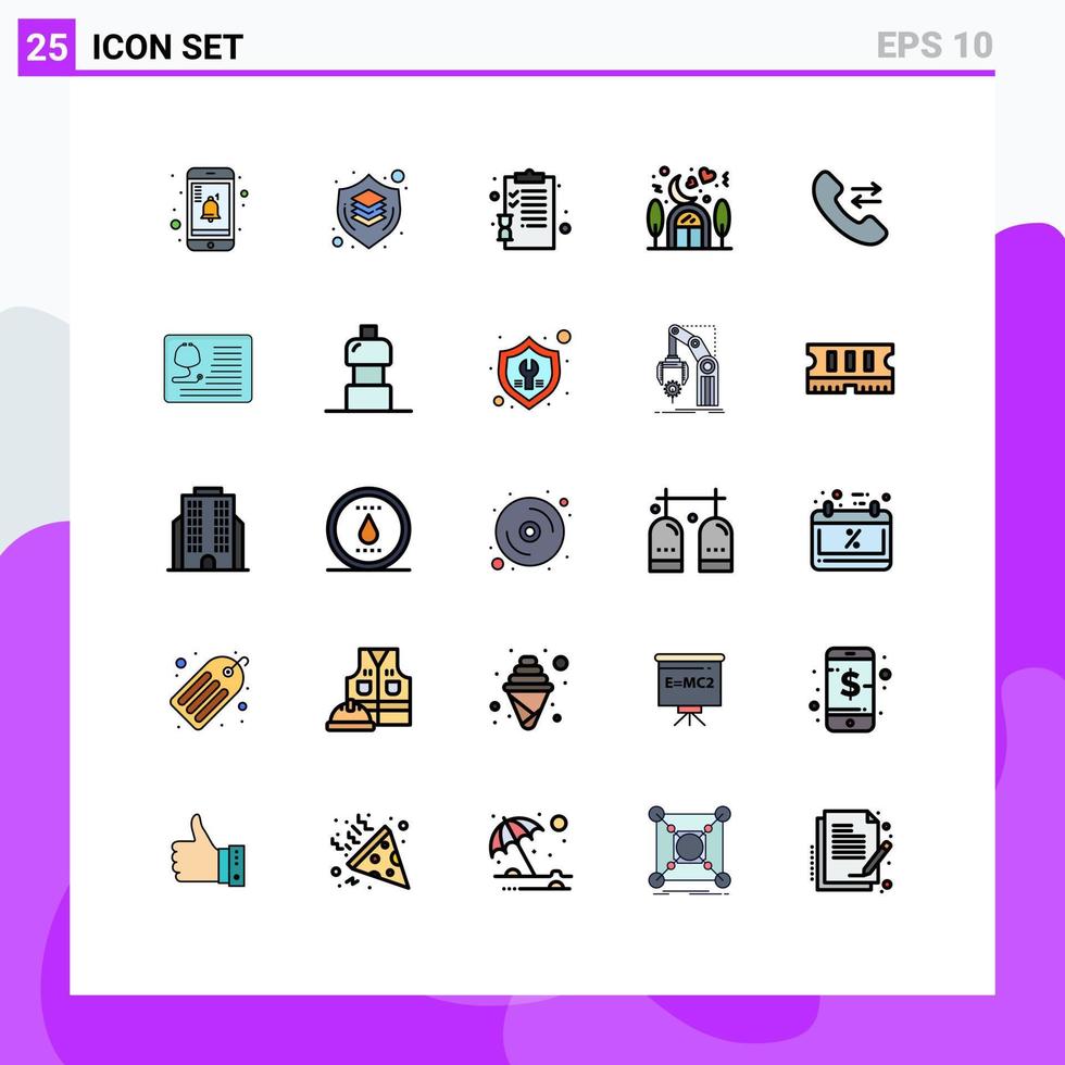 conjunto de 25 iconos de ui modernos símbolos signos para el amante de la llamada volver a la escuela amor casa elementos de diseño vectorial editables vector