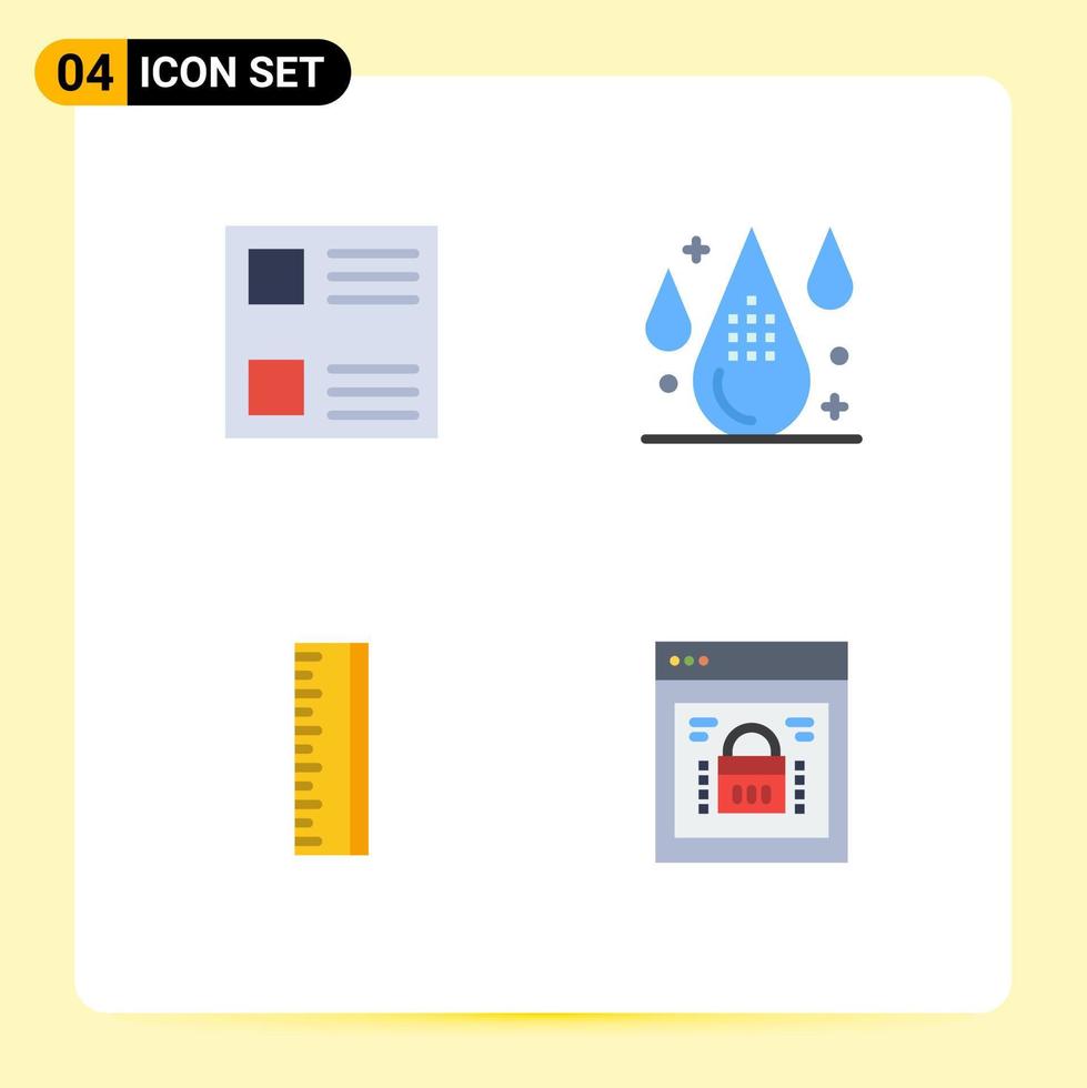 Pack of 4 Modern Flat Icons Signs and Symbols for Web Print Media such as checkbox design coding development information security Editable Vector Design Elements