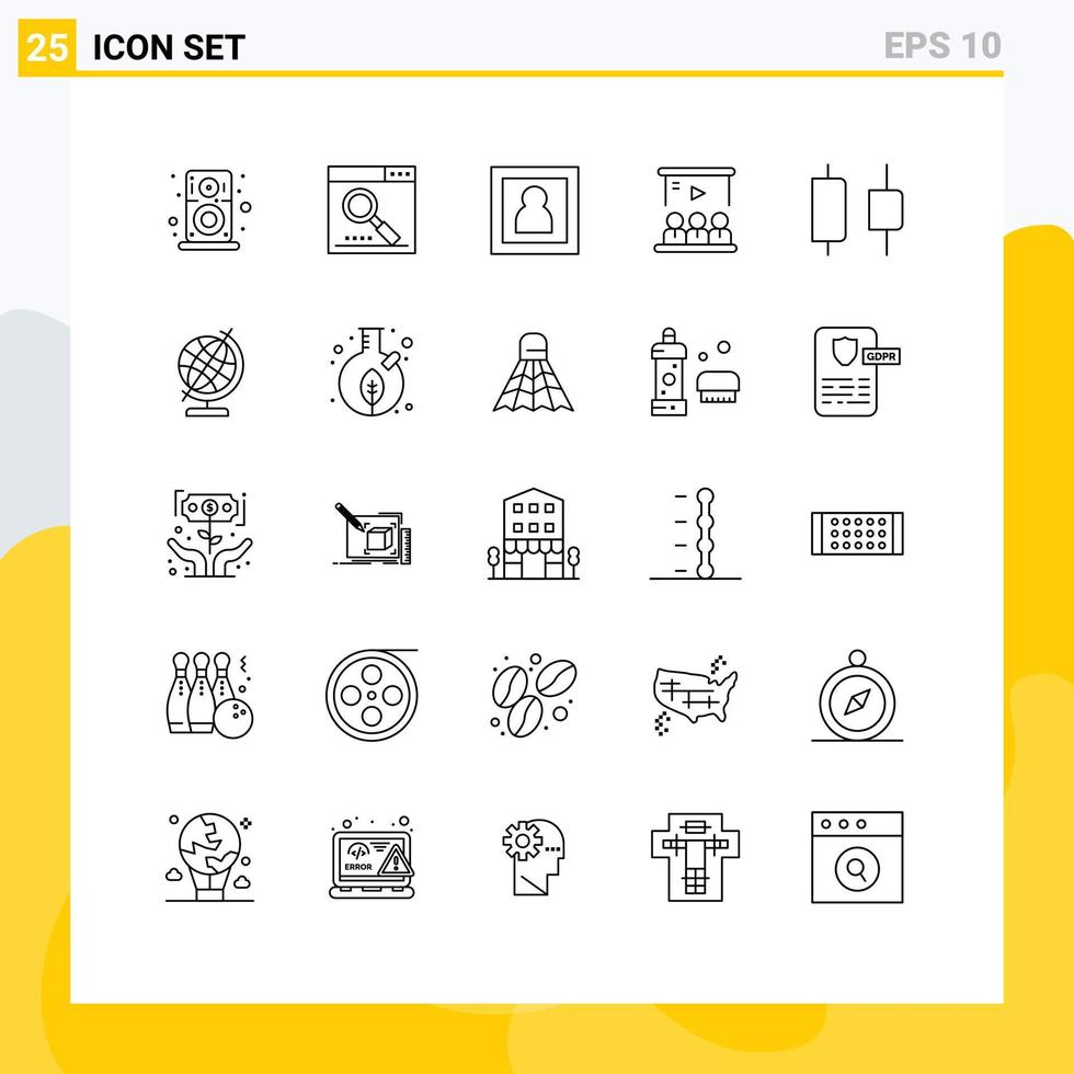 Set of 25 Vector Lines on Grid for user tutorial search video portrait Editable Vector Design Elements