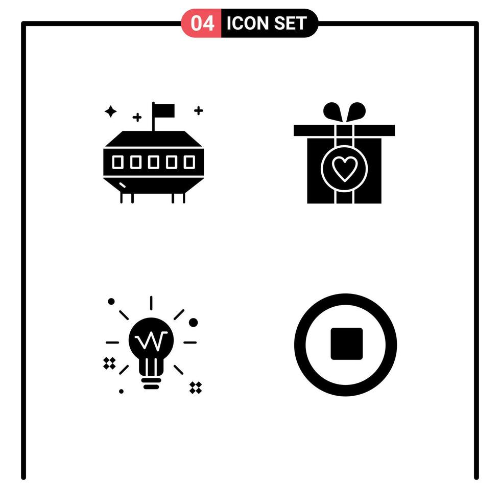 4 Creative Icons Modern Signs and Symbols of astronomy solution gift bulb media Editable Vector Design Elements