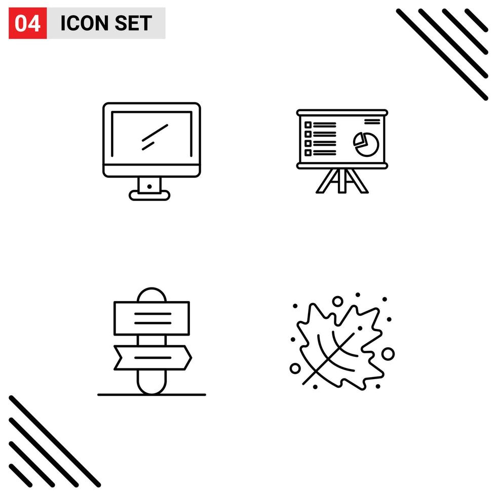 Pictogram Set of 4 Simple Filledline Flat Colors of computer graph imac analytics report Editable Vector Design Elements