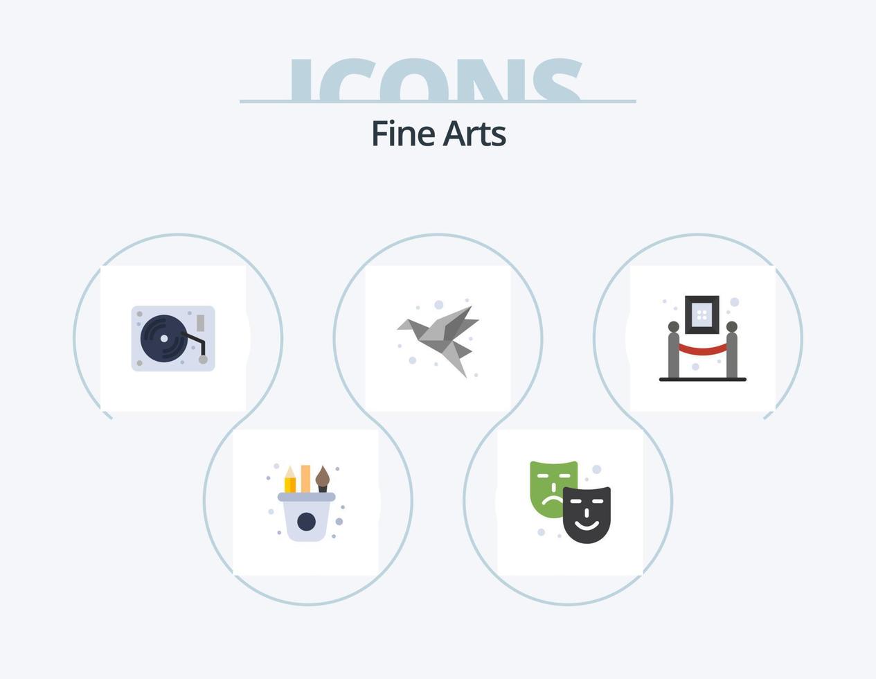 Fine Arts Flat Icon Pack 5 Icon Design. art. origami. music. folded. art vector