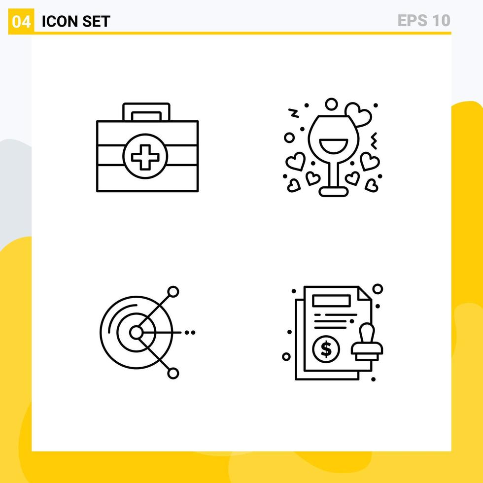 4 Creative Icons Modern Signs and Symbols of hospital computing date romantic hard drive disk Editable Vector Design Elements