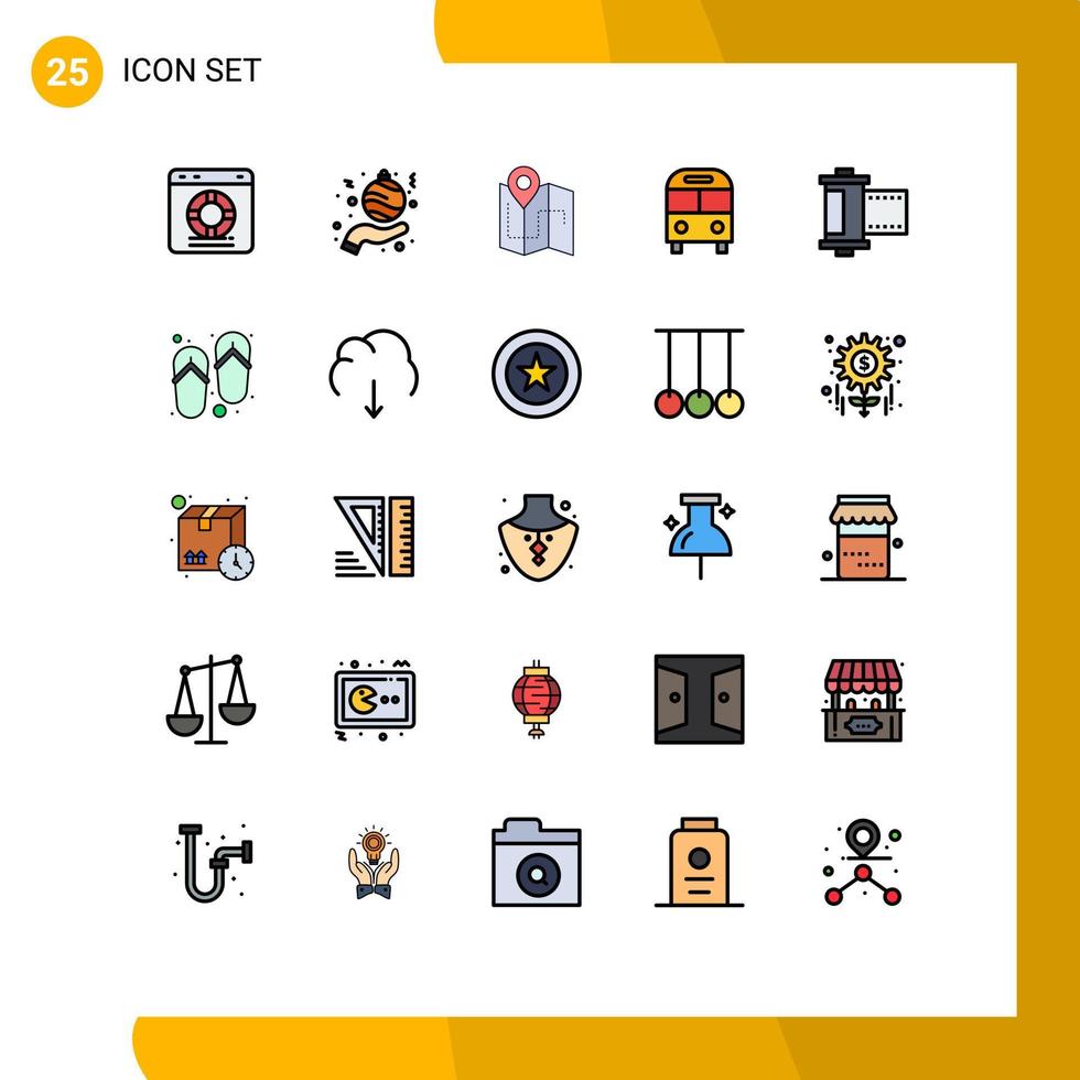Set of 25 Modern UI Icons Symbols Signs for logistic bus hand auto track Editable Vector Design Elements