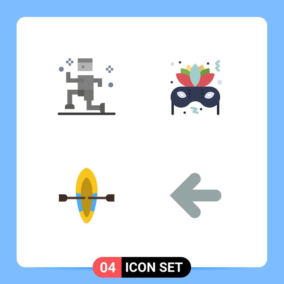4 Thematic Vector Flat Icons and Editable Symbols of exercise arrow costume boat back Editable Vector Design Elements