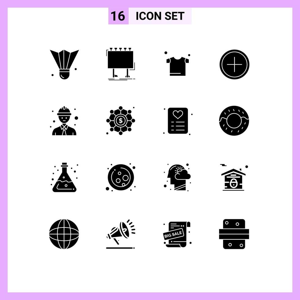 16 Creative Icons Modern Signs and Symbols of plus create poster circle shirt Editable Vector Design Elements