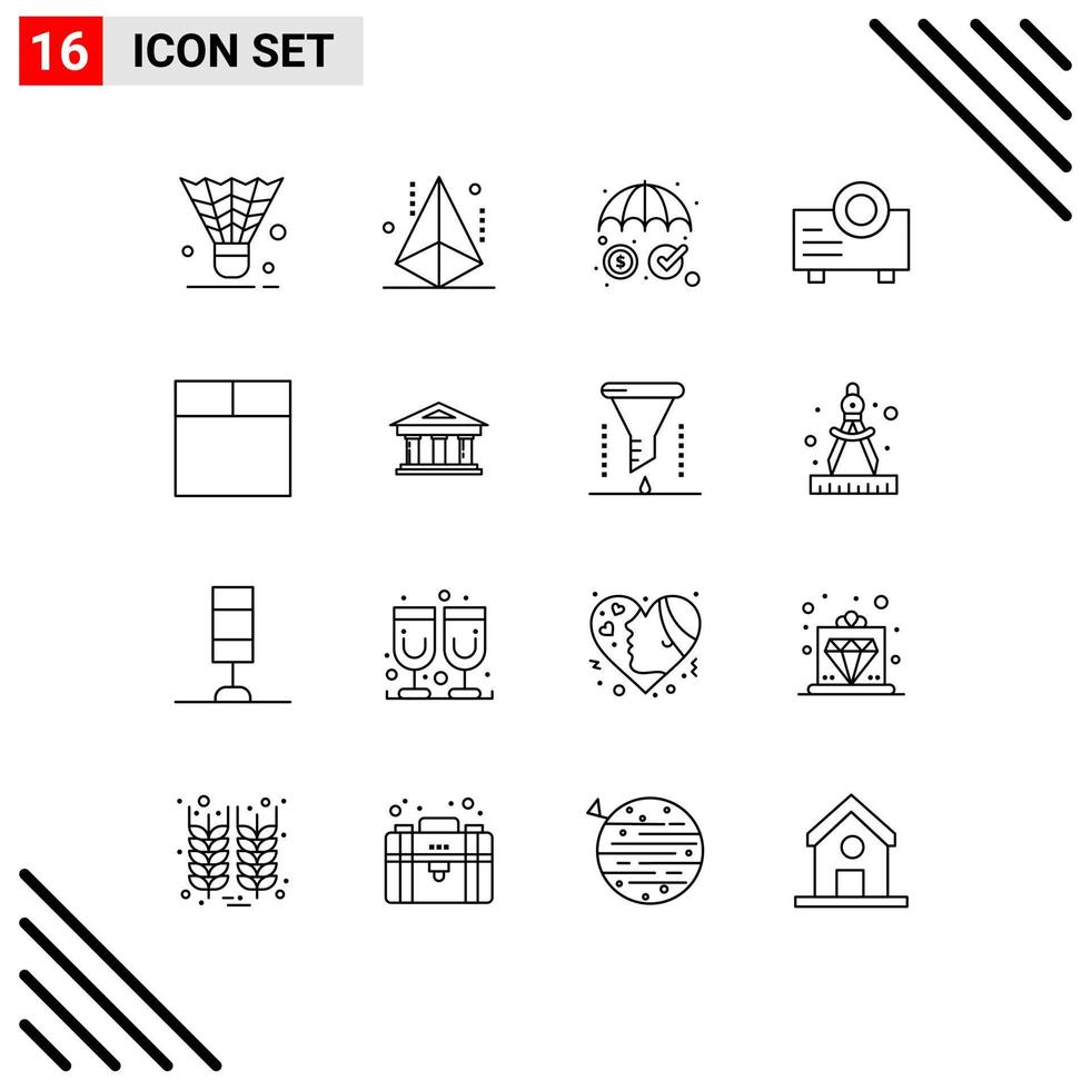 Set of 16 Vector Outlines on Grid for grid presentation modeling device security Editable Vector Design Elements