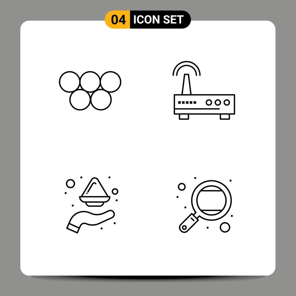 4 Thematic Vector Filledline Flat Colors and Editable Symbols of ancient color olympic games signal india Editable Vector Design Elements