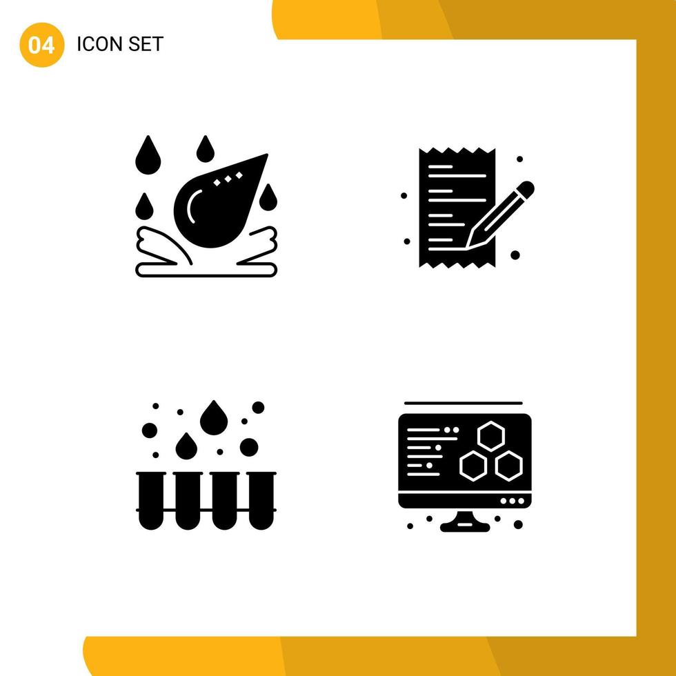 User Interface Pack of 4 Basic Solid Glyphs of water drop tubes ecommerce shopping computer Editable Vector Design Elements